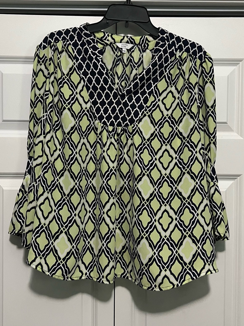 Crown & Ivy Flowy and Sheer Ruffle Sleeve Blouse